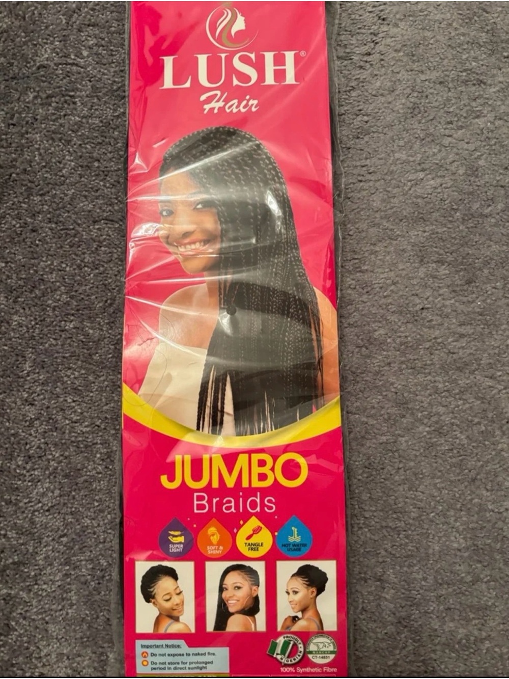 Lush Jumbo Braids Synthetic Braiding Hair, 330g, 100” Long - Black
